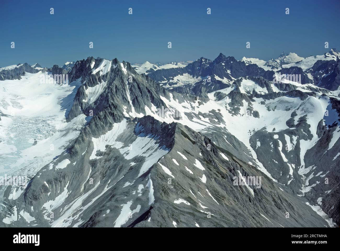 Panoramic Aerial View of the Mountains of Glacier Bay National Park in Alaska Stock Photo