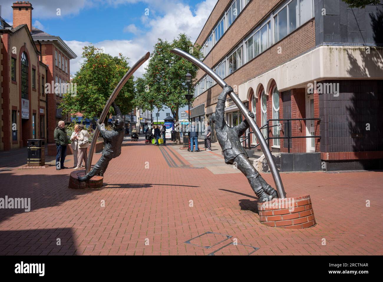 Arc Sculpture, Coal Miner, Lord Street, Wrexham, Clwyd, North Wales, UK