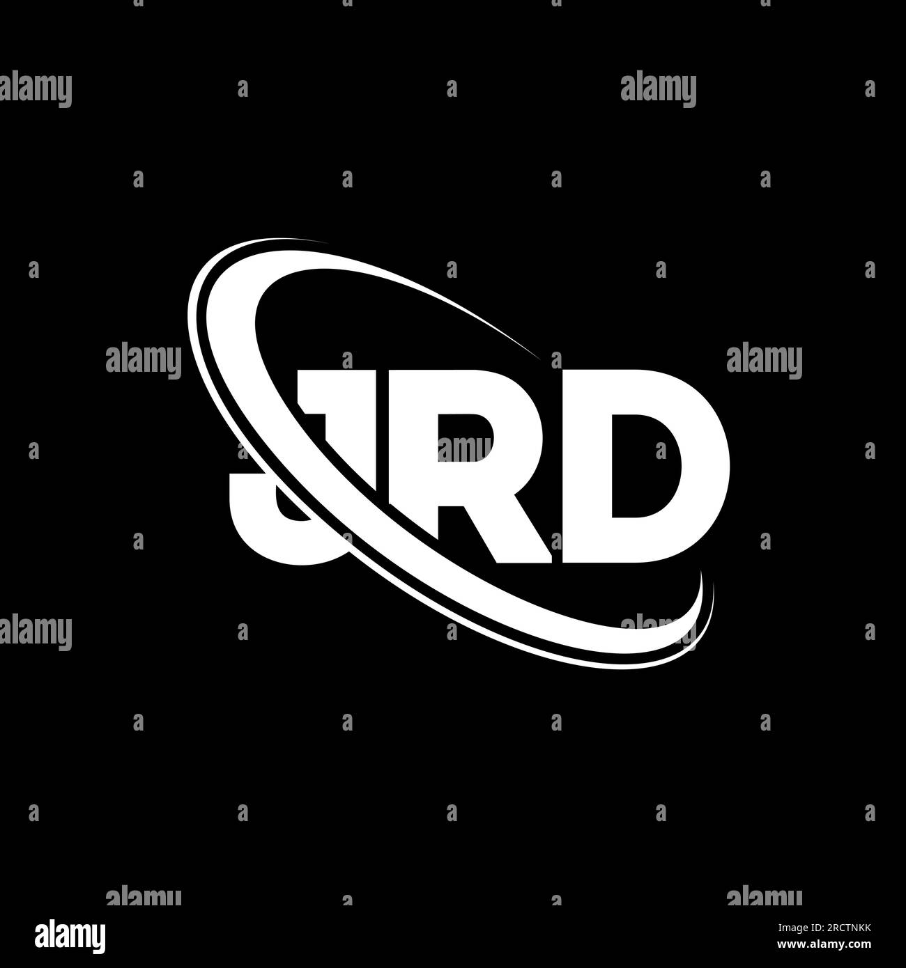 JRD logo. JRD letter. JRD letter logo design. Initials JRD logo linked with circle and uppercase monogram logo. JRD typography for technology, busines Stock Vector