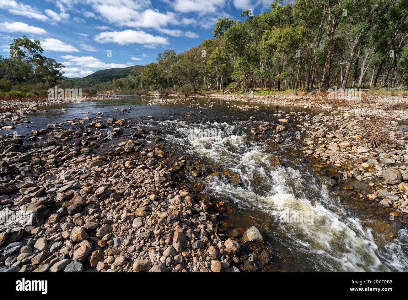 Severn River cascading over rocky riverbed, Broadwater Campground