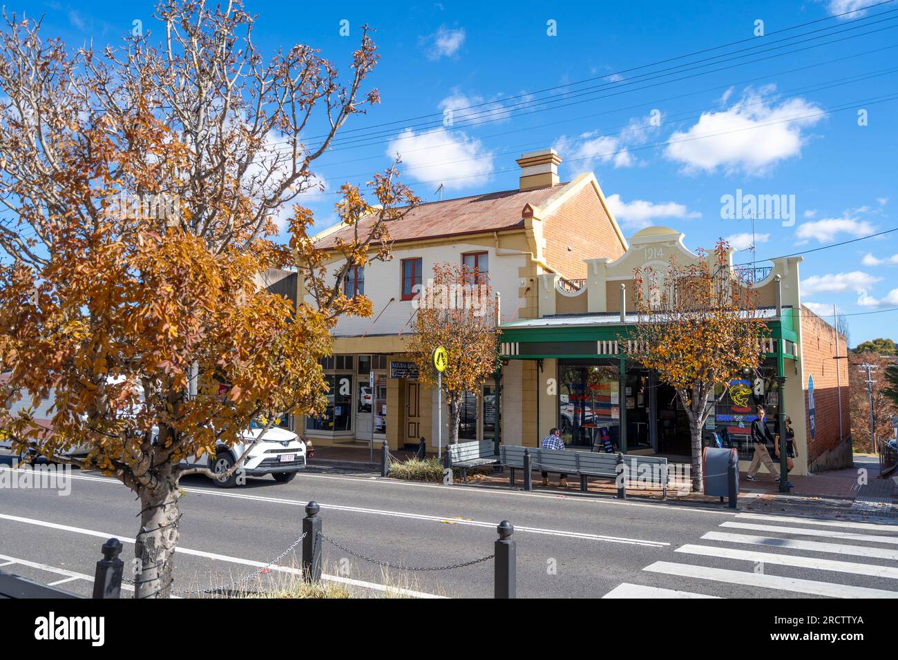 Shops lining Rouse Street in Tenterfield town centre, Tenterfield, New