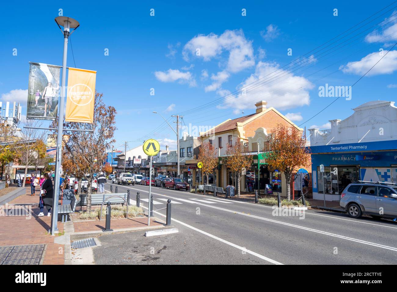 Shops lining Rouse Street in Tenterfield town centre, Tenterfield, New