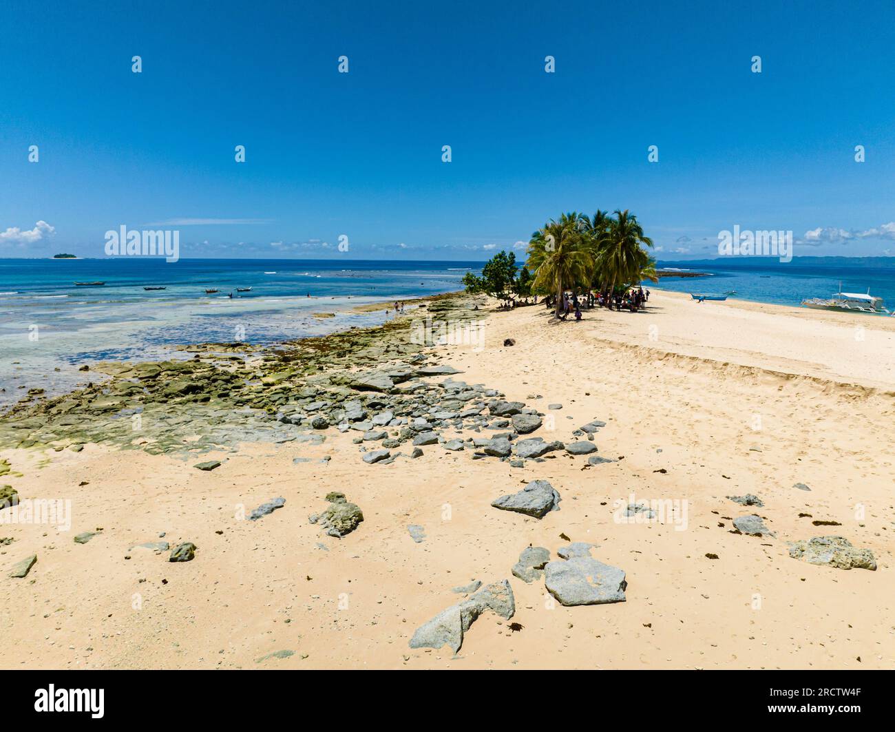 Birds eye of Hagonoy Island Beach. San Agustin, Surigao del Sur. Britania Group of Islands. Mindanao, Philippines. Stock Photo