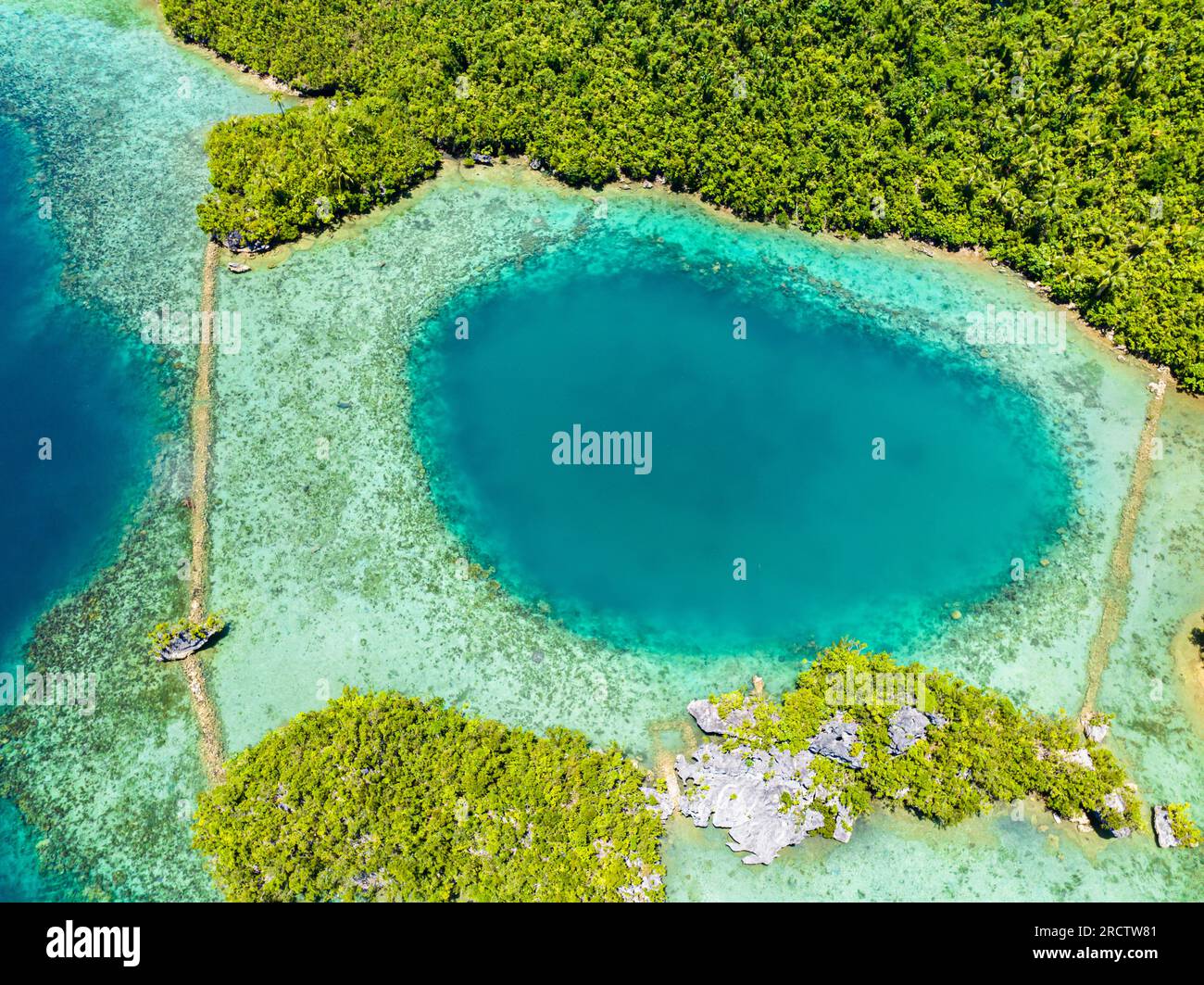 Beautiful turquoise lagoons and beach inside of Tinago Island. Mindanao, Philippines. Summer and travel concept. Stock Photo