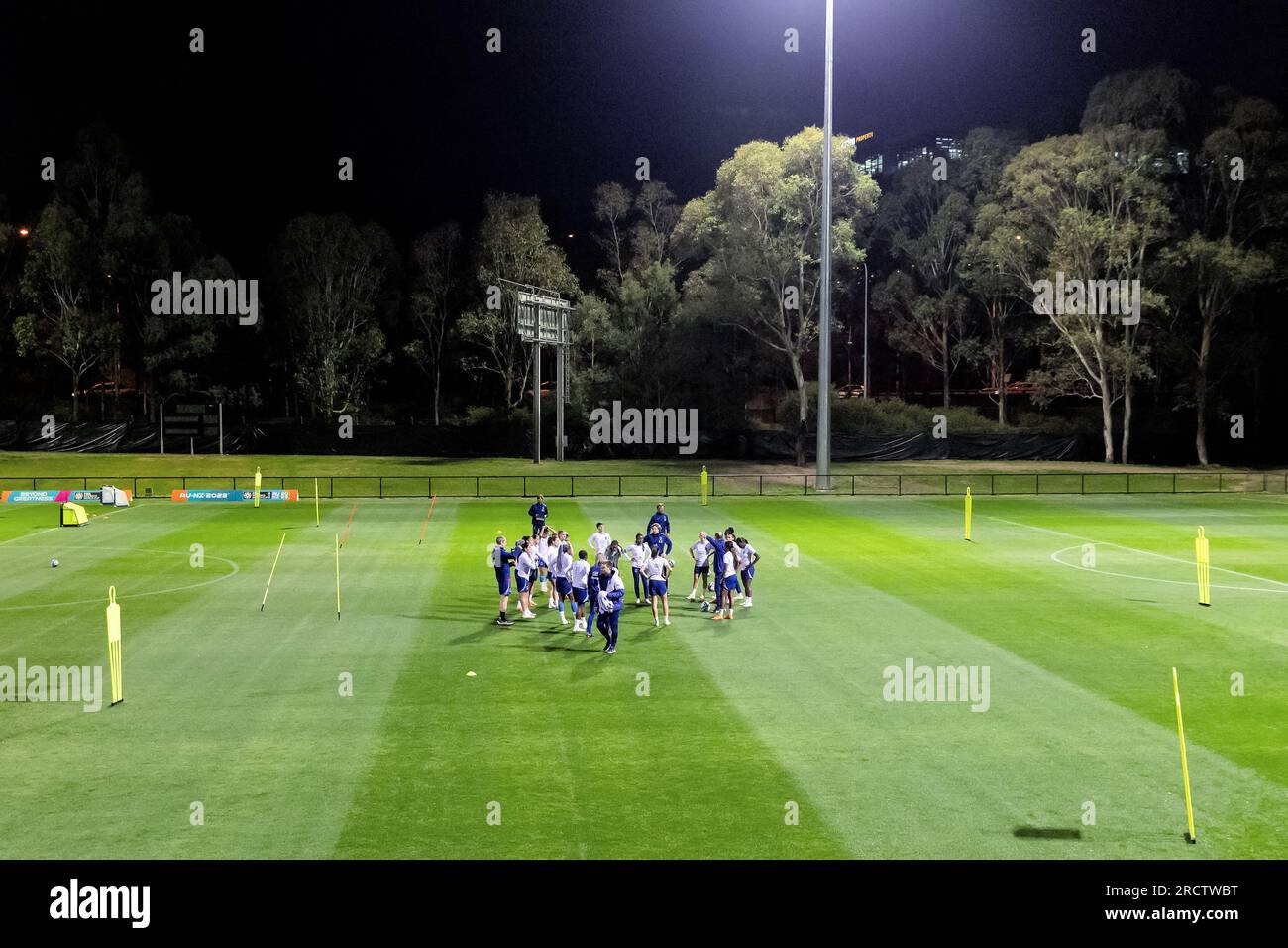 Sydney, Australia, 16 July, 2023. Players of France warm up during a France Training Session at Valentine Sports Park on February 16, 2023 in Sydney, Australia. Credit: Damian Briggs/Speed Media/Alamy Live News Stock Photo