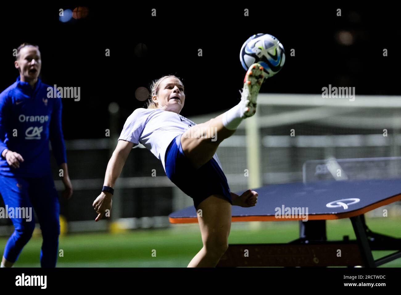 Sydney, Australia, 16 July, 2023. Eugenie Le Sommer of France controls the ball at a France Training Session at Valentine Sports Park on February 16, 2023 in Sydney, Australia. Credit: Damian Briggs/Speed Media/Alamy Live News Stock Photo