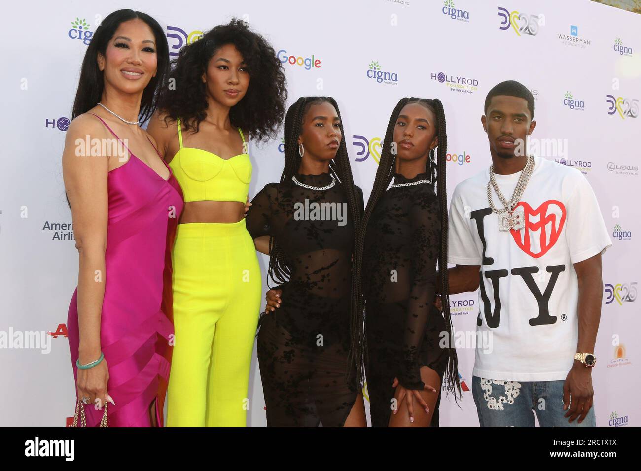 Los Angeles, CA. 15th July, 2023. Kimora Lee Simmons, Aoki Lee Simmons, Jessie Combs, Christian Combs, D'Lila Combs at arrivals for HollyRod Annual DesignCare Gala, NeueHouse Hollywood, Los Angeles, CA July 15, 2023. Credit: Priscilla Grant/Everett Collection/Alamy Live News Stock Photo
