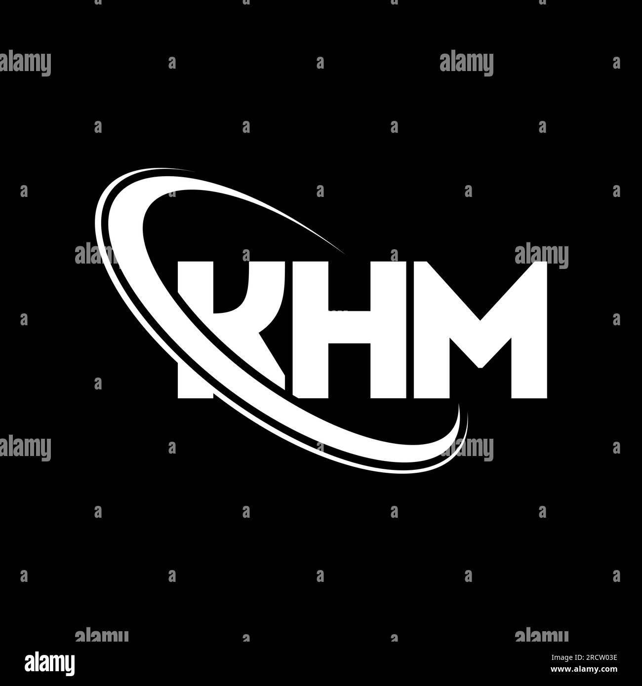 KHM logo. KHM letter. KHM letter logo design. Initials KHM logo linked with circle and uppercase monogram logo. KHM typography for technology, busines Stock Vector
