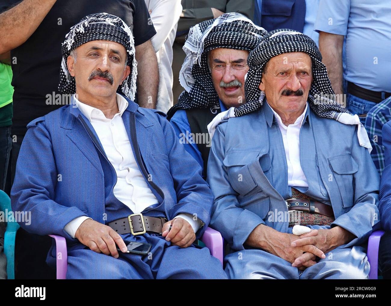 July 14, 2023, Beytussebap, Turkey: Kurdish men are seen attending the