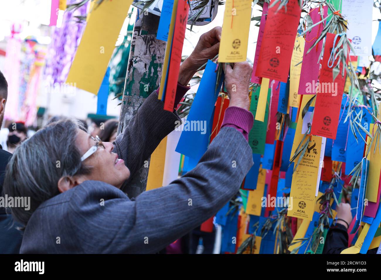 Sao Paulo, Brazil. 16th July, 2023. 44th Tanabata Matsuri (Festival of the Stars), held by Associação Cultural e Assistencial da Liberdade (ACAL), is the largest Japanese street festival in the world and received thousands of people this Sunday, the 16th, in Bairro da Liberdade, in the central region of the city from Sao Paulo Credit: Brazil Photo Press/Alamy Live News Stock Photo