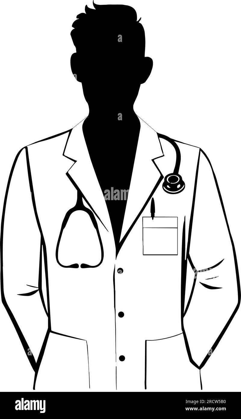 Doctor with Stethoscope Silhouette. Vector illustration Stock Vector