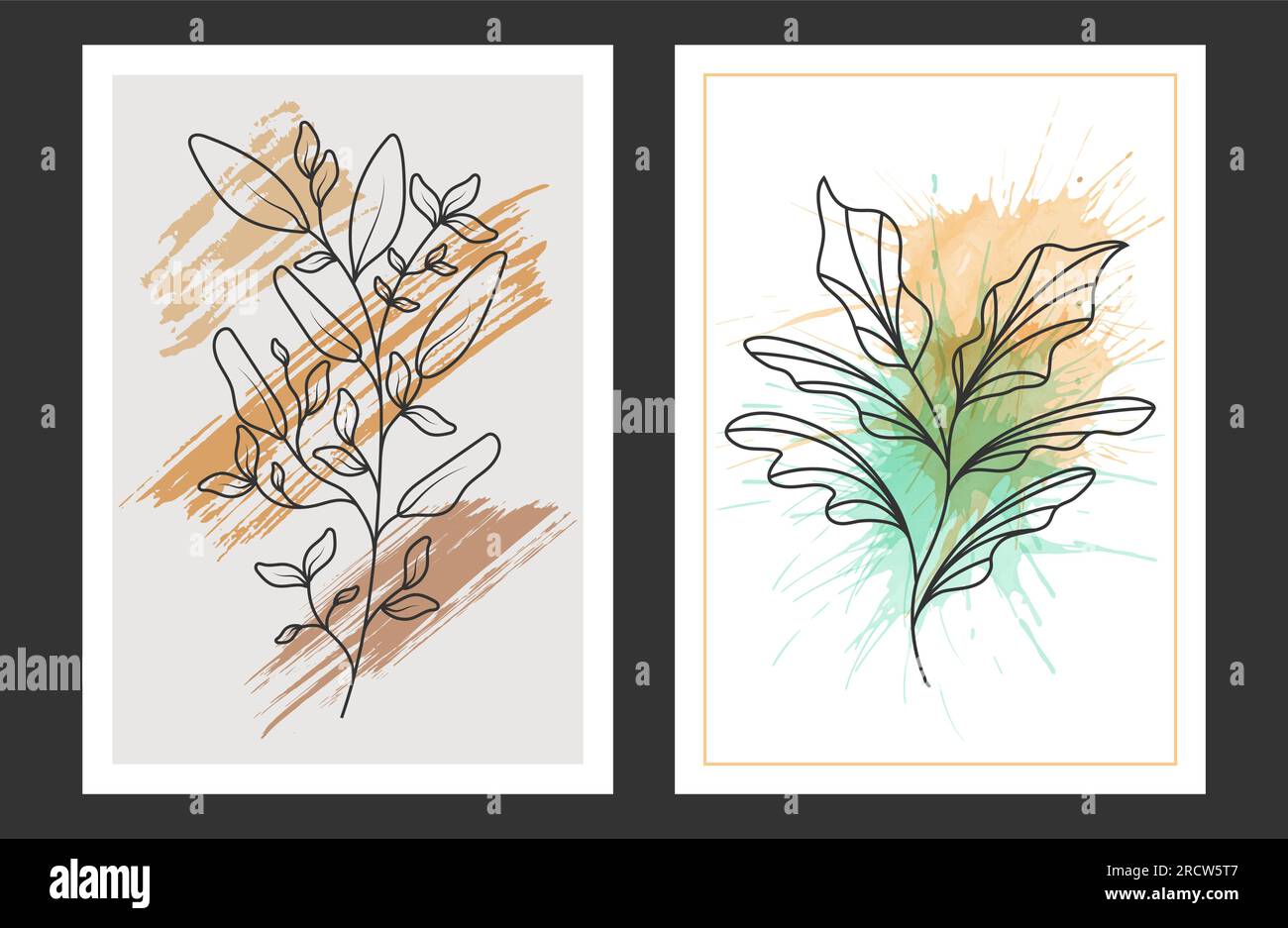 A set of hand-drawn paintings for interior design of premises ...