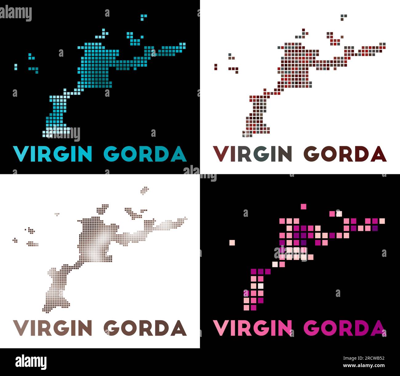 Virgin Gorda map. Collection of maps of Virgin Gorda in dotted style ...