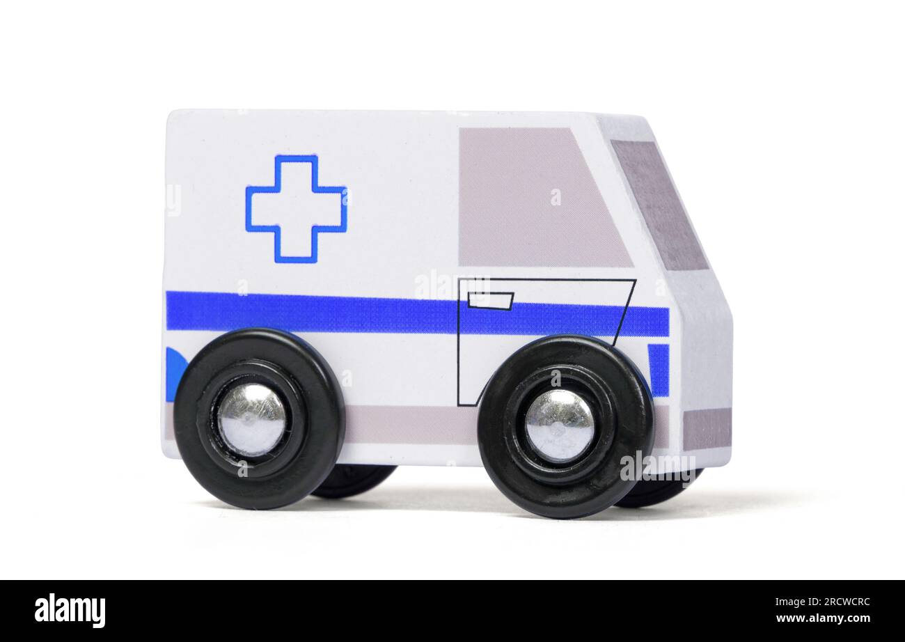 Retro wooden toy car isolated on a white background Stock Photo - Alamy