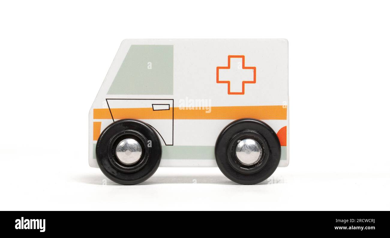 Retro wooden toy car isolated on a white background Stock Photo - Alamy