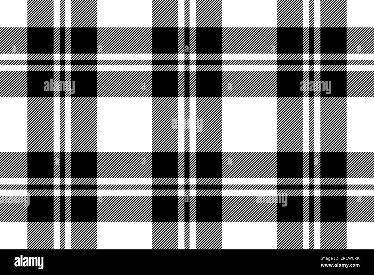 Plaid background, check seamless pattern in black and white. Vector
