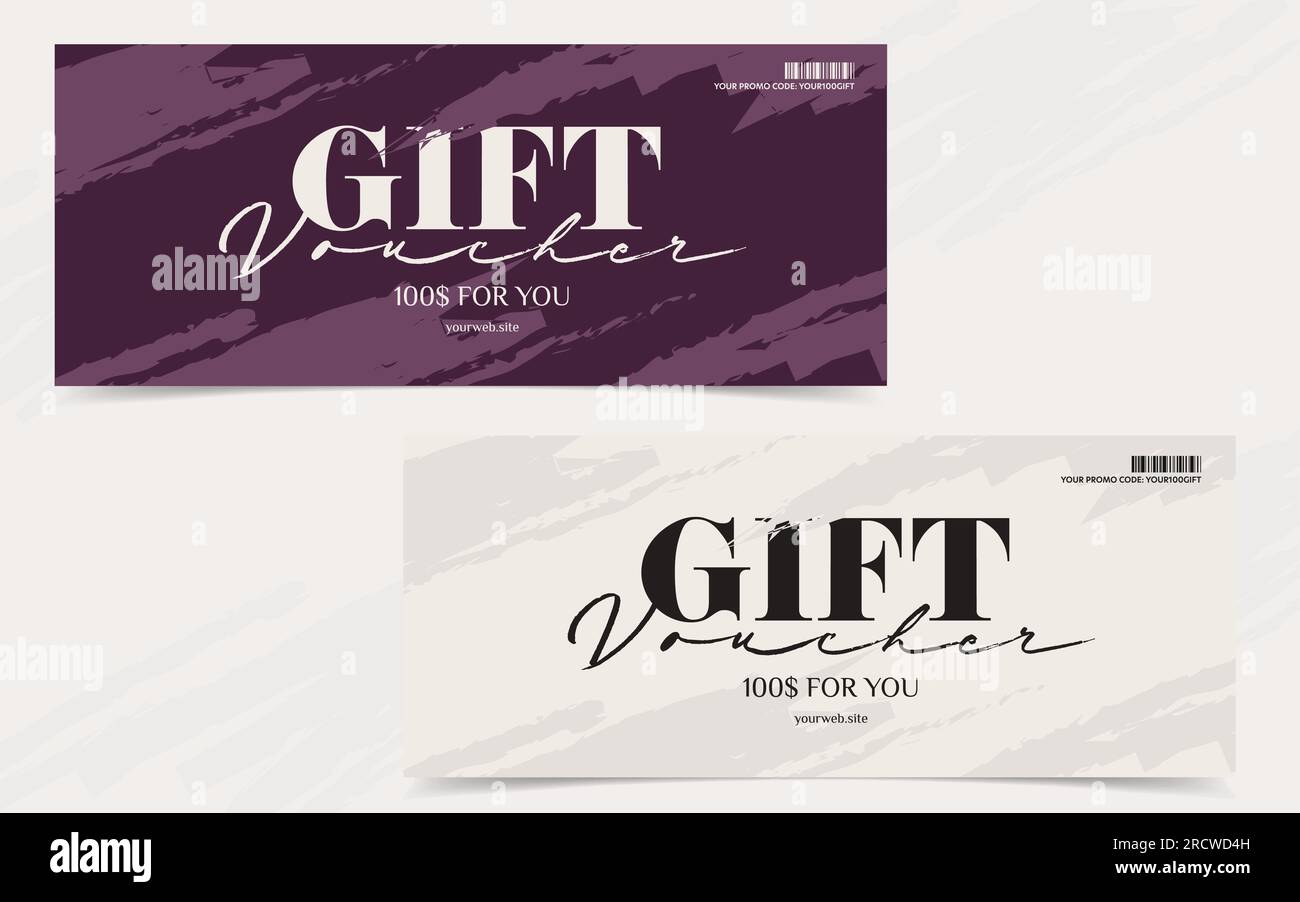 Voucher template with promo code and gift. Invitation card