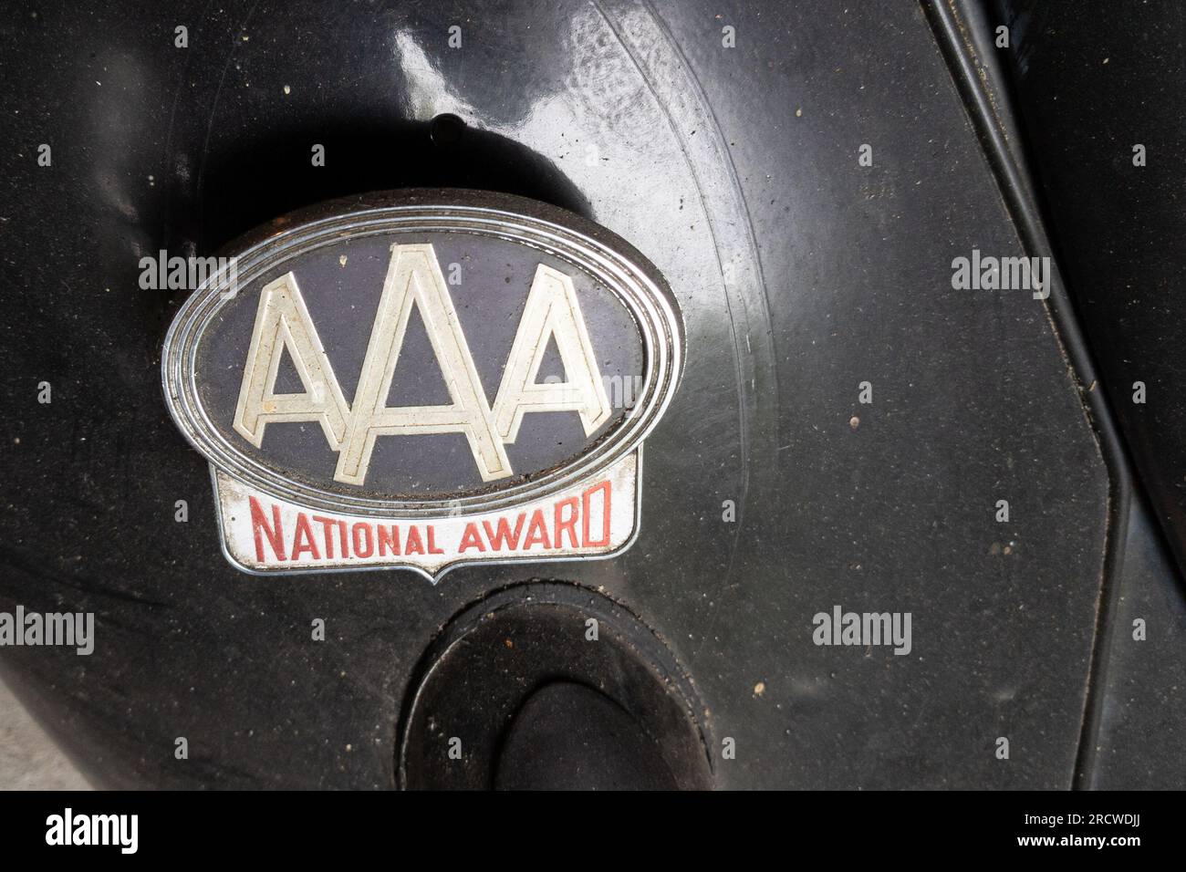 Bordeaux , Aquitaine  France -  07 15 2023 : AAA National Award Motor Club american License Plate Vintage Topper Metal of us Rare Auto Club Stock Photo