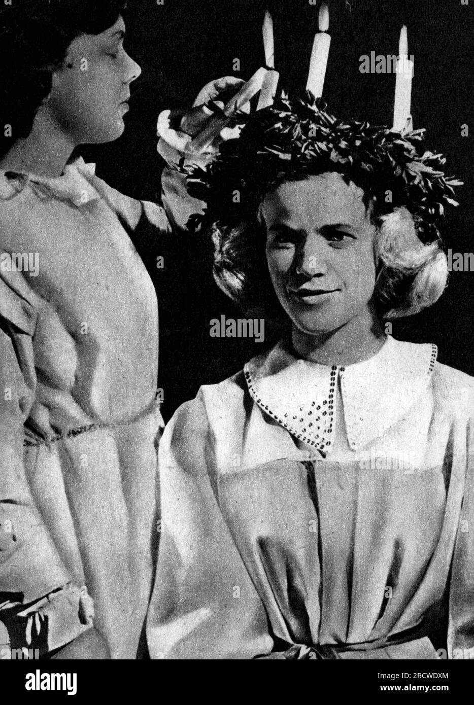 Christmas, custom, Saint Lucy's Day, Sweden, 1950s, ADDITIONAL-RIGHTS-CLEARANCE-INFO-NOT-AVAILABLE Stock Photo