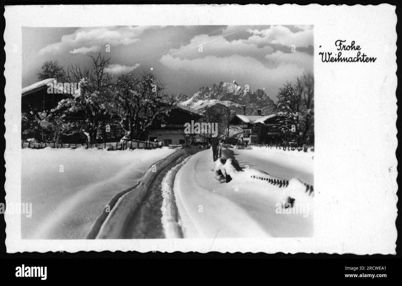 Christmas, greetings card, winter landscape, picture postcard, stamp: 21.12.1935, ADDITIONAL-RIGHTS-CLEARANCE-INFO-NOT-AVAILABLE Stock Photo