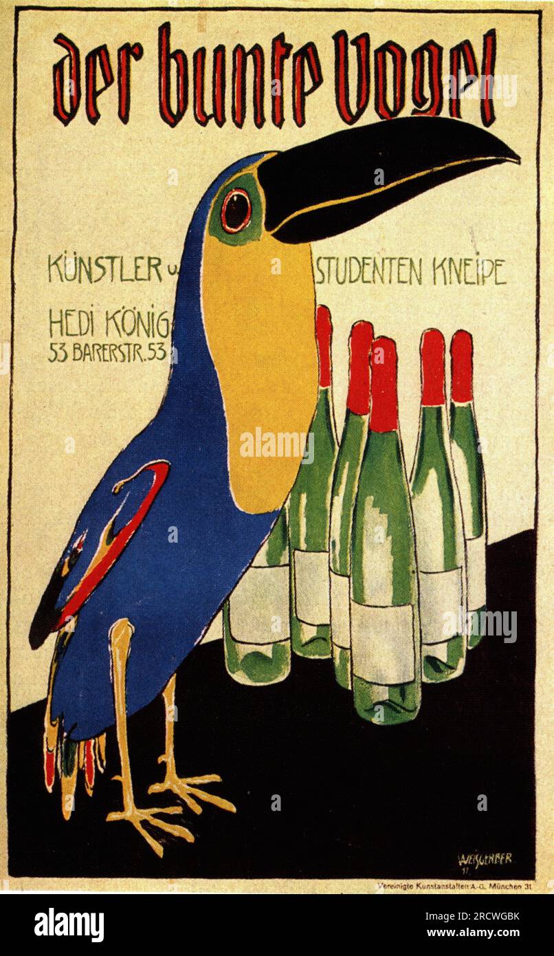 advertising, gastronomy, taverns, Der bunte Vogel, bohemian and students pub, Hedi Koenig, Munich, ADDITIONAL-RIGHTS-CLEARANCE-INFO-NOT-AVAILABLE Stock Photo
