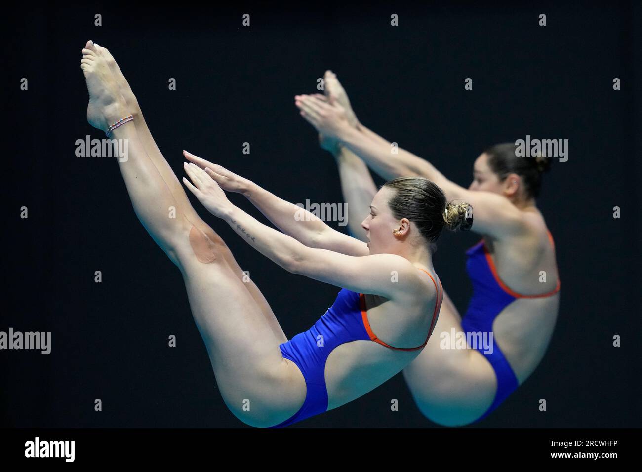 Synchronised Springboard Inge Jansen and Celine Van Duijn, of the Netherlands, compete in the ...