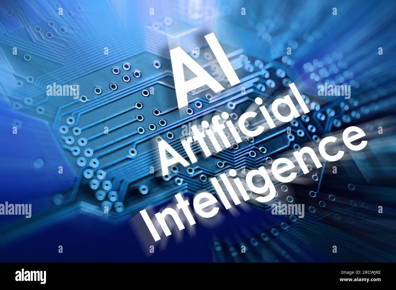 Electronic circuit on blue printed board and written AI Artificial ... Circuit Diagram