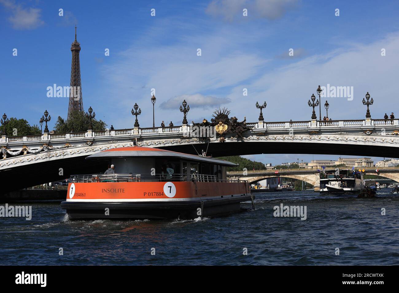 Barges Cruise On The Seine River By The Alexandre III Bridge During A ...