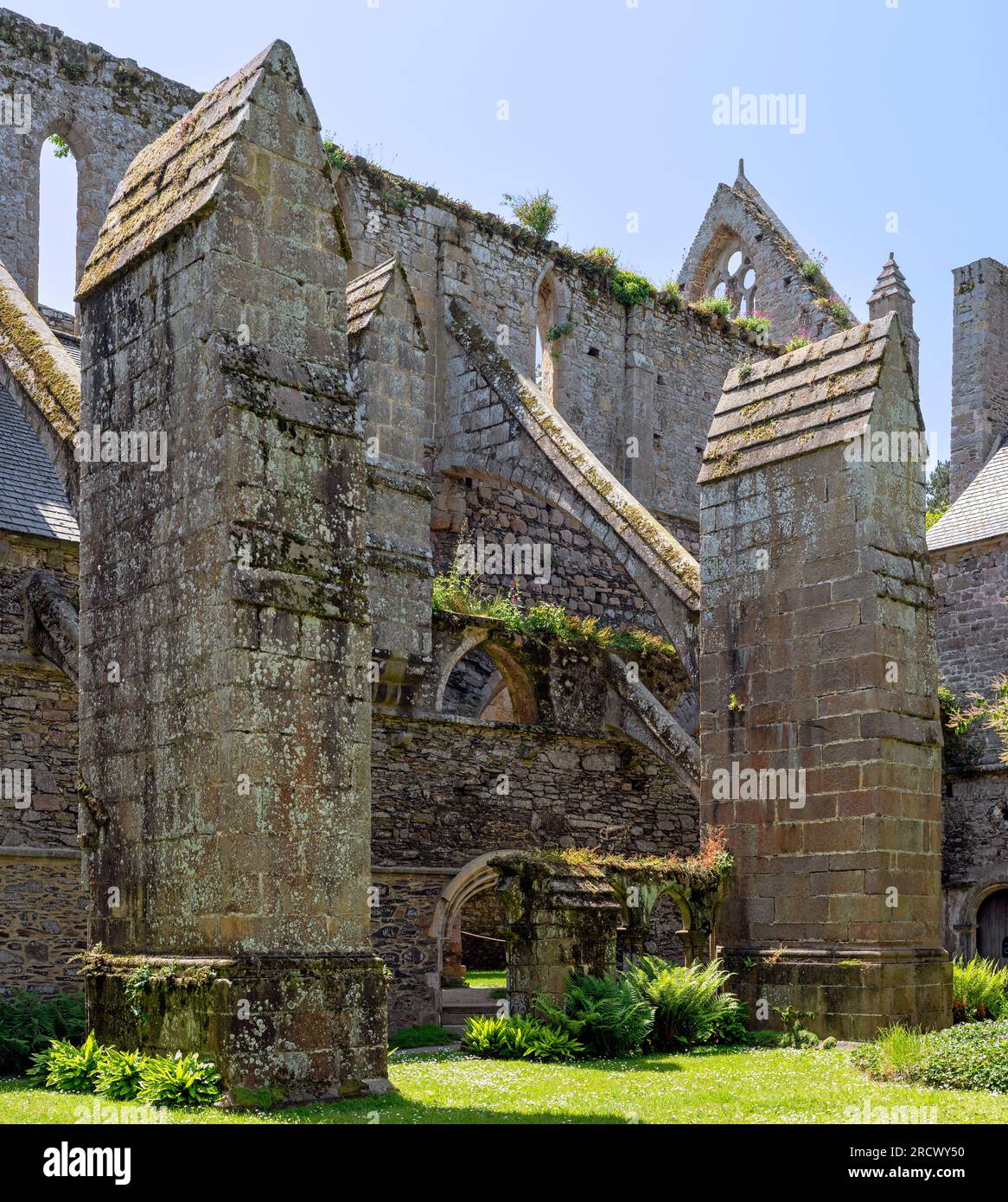 part of the ruins of the former abbey Notre-Dame de Beauporte in the village of Paimpol in Brittany, France Stock Photo