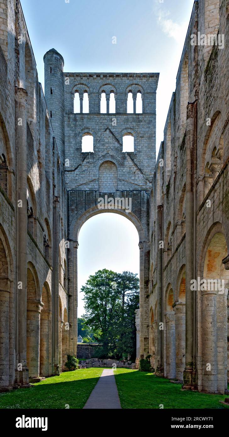 part of the ruins of the former Benedictine abbey at Jumieges  in the Normandy, France Stock Photo