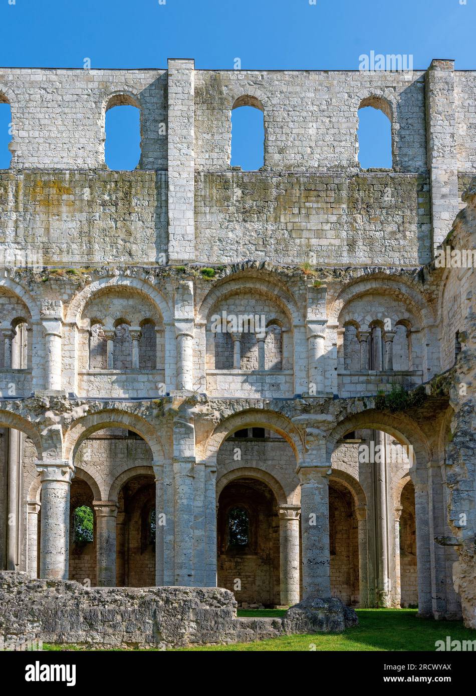part of the ruins of the former Benedictine abbey Jumieges  in the Normandy, France Stock Photo