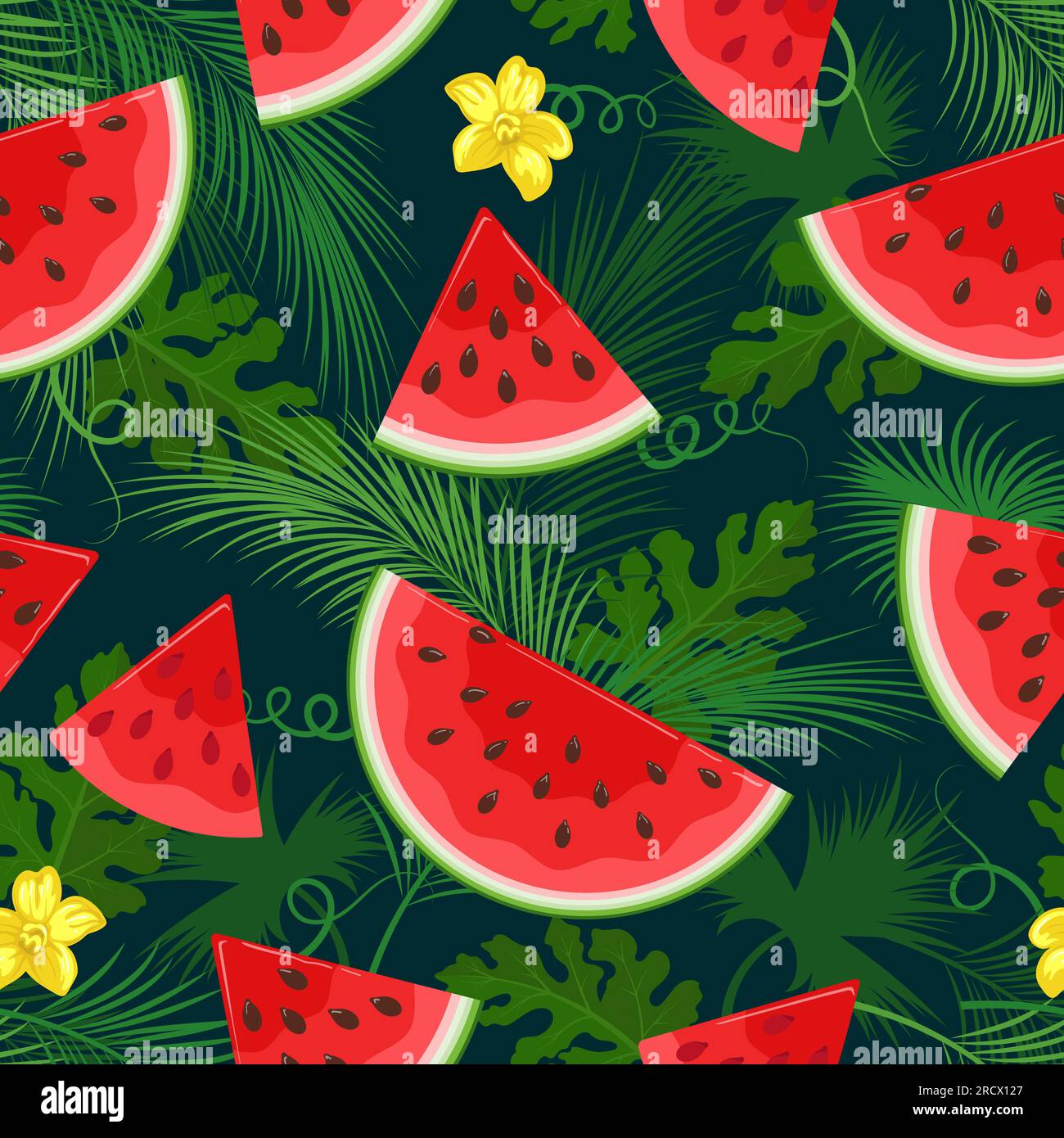Watermelon tropical seamless pattern Stock Vector