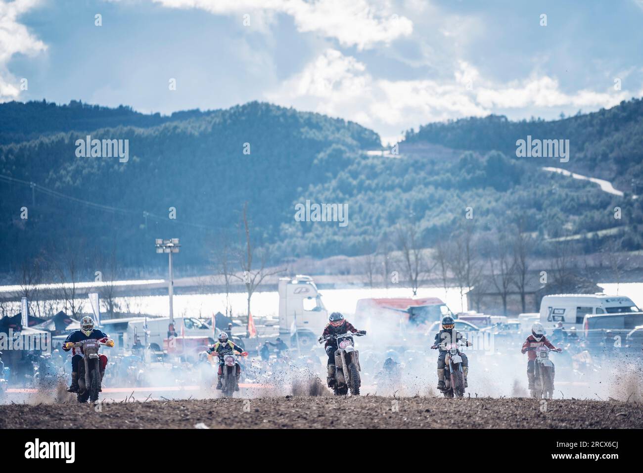 Image of endurance race Motocross Bassella Race. Lleida, Spain. Stock Photo