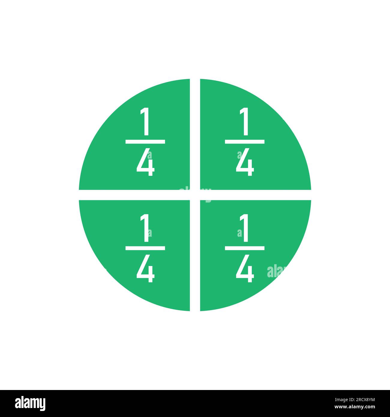 Four parts of circle. Pie chart with four same size sectors. Vector