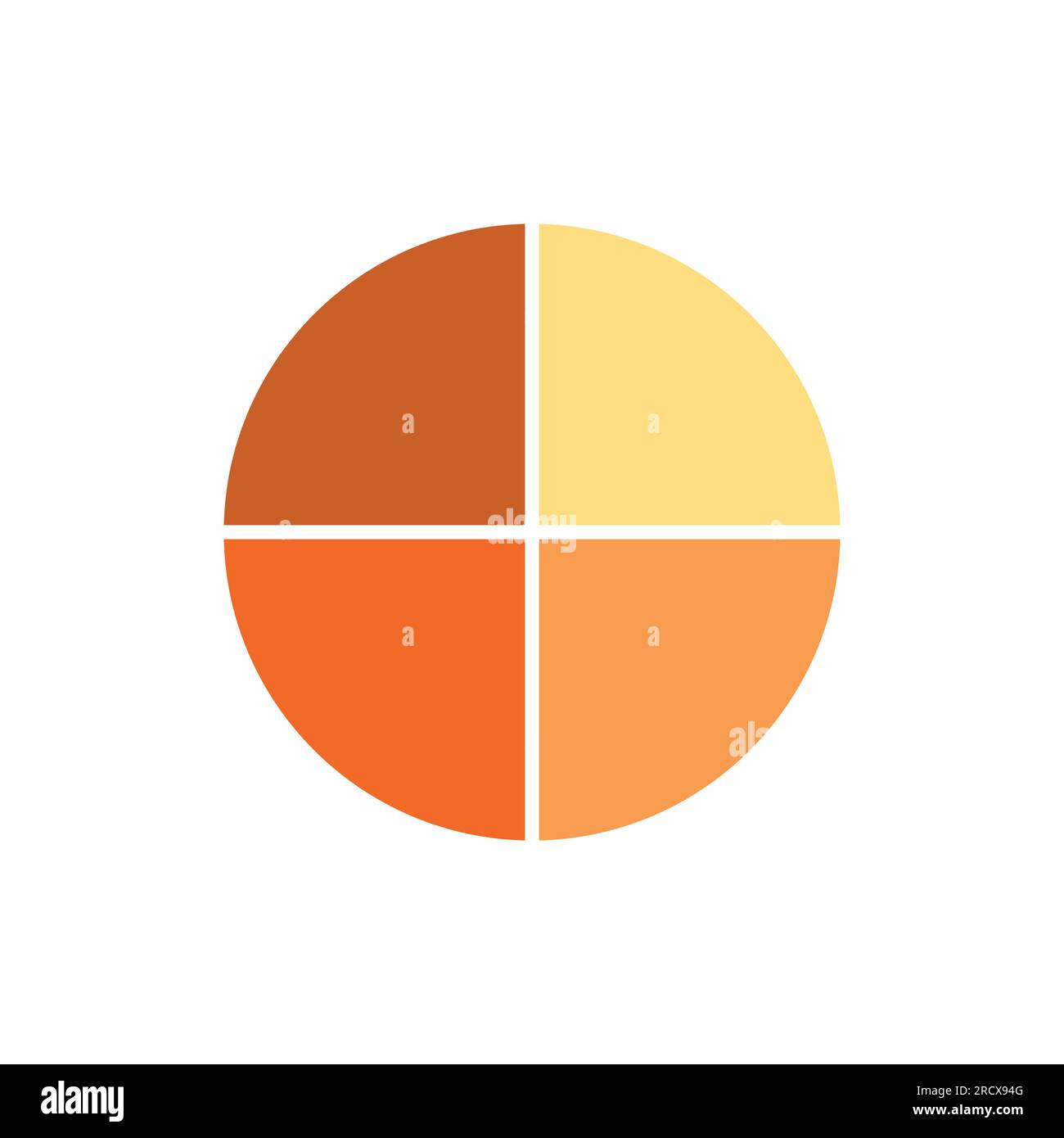 Four parts of circle. Pie chart with four same size sectors. Vector ...
