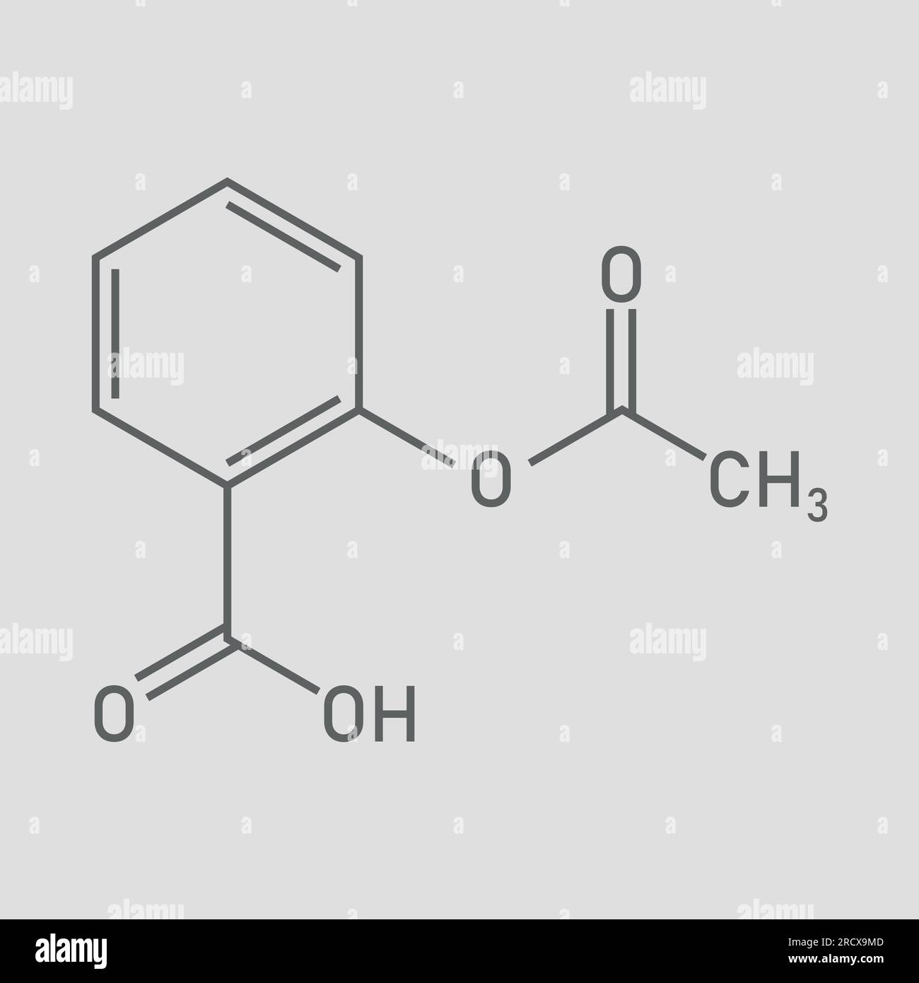 Chemical structure of Aspirin or Acetylsalicylic acid (C9H8O4