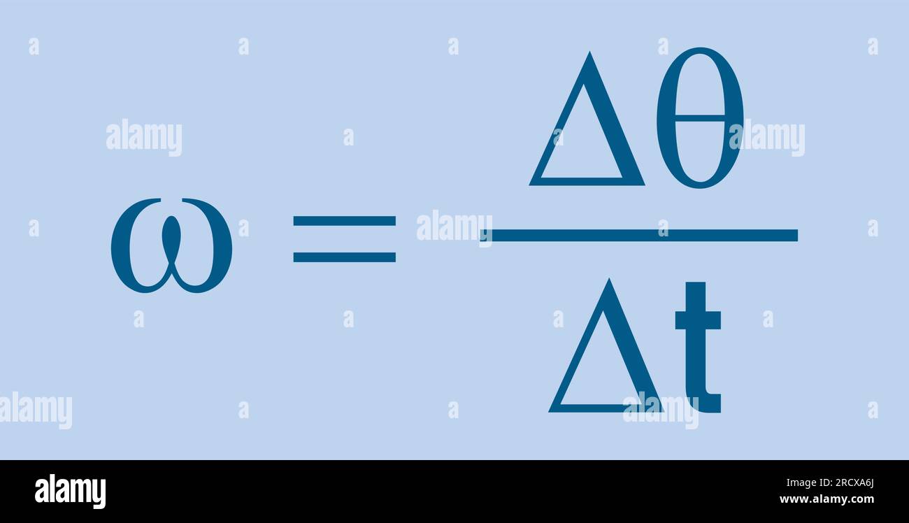 Angular velocity formula in physics. Vector illustration isolated on white background. Stock Vector