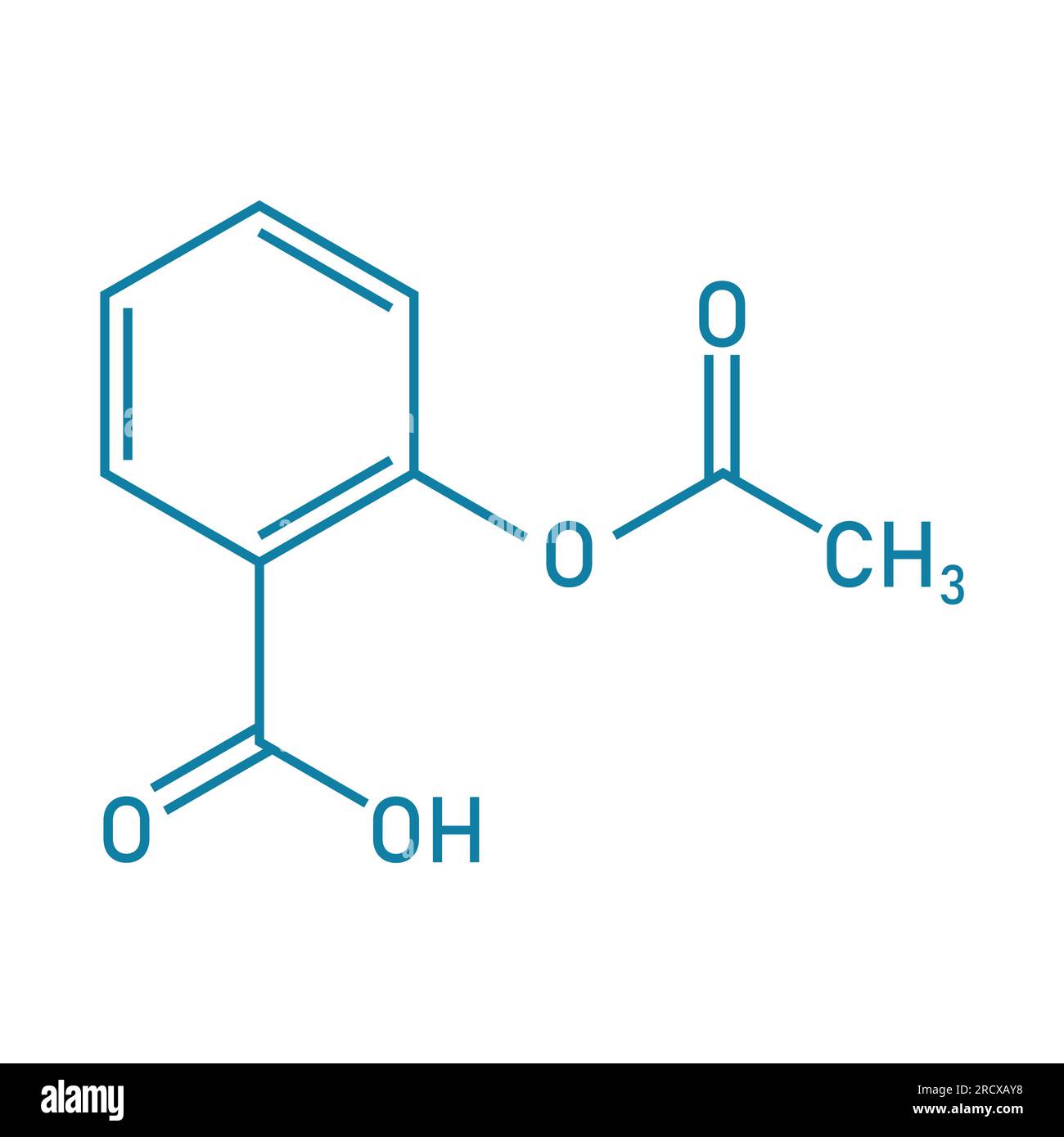 Chemical structure of Aspirin or Acetylsalicylic acid (C9H8O4). Chemical resources for teachers