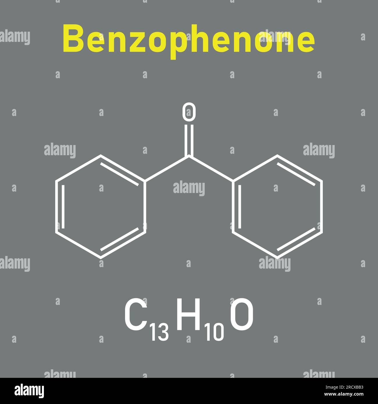 Chemical structure of benzophenone (C13H10O). Chemical resources for ...
