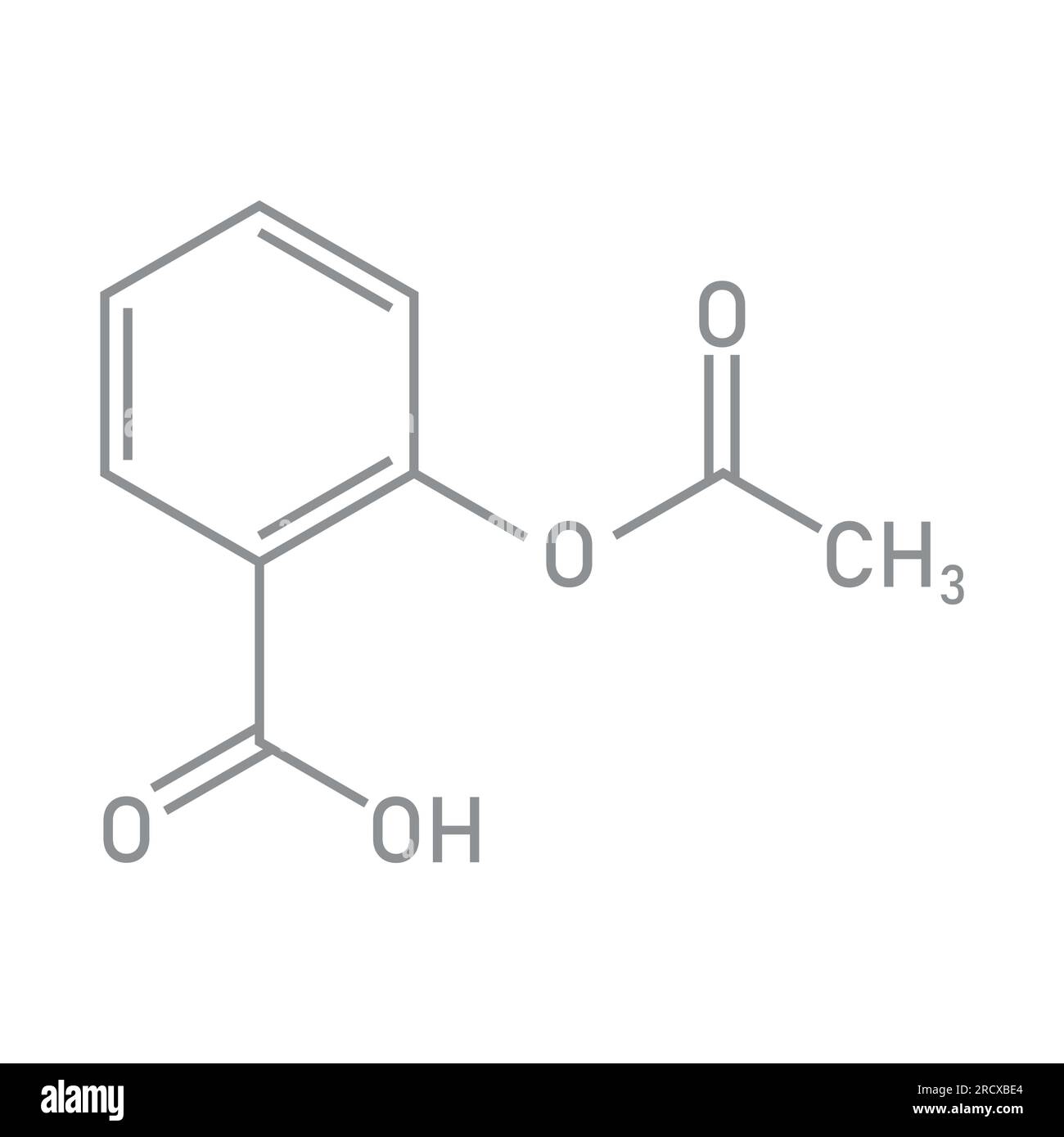 Chemical structure of Aspirin or Acetylsalicylic acid (C9H8O4