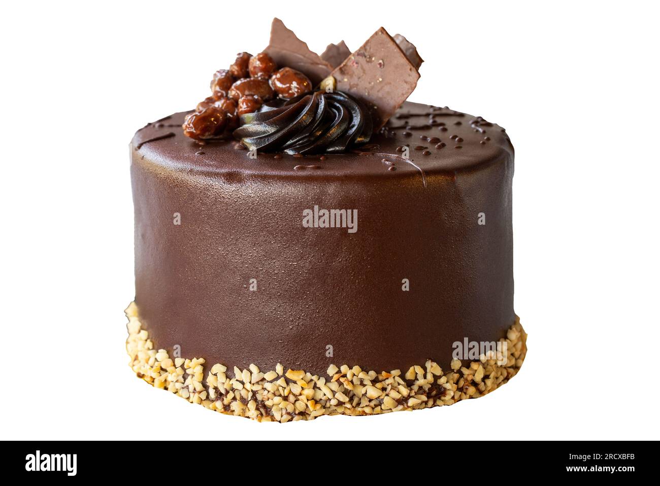 Chocolate cake. Bakery products. Chocolate cake isolated on white