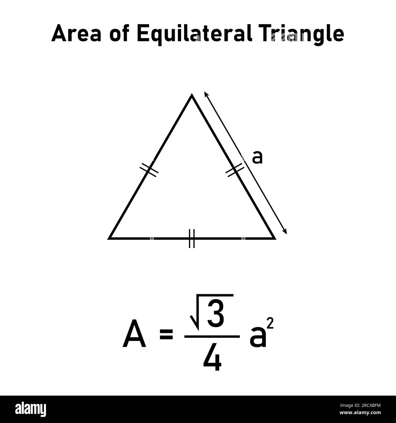 Aire Triangle Equilateral Area of equilateral triangle formula in mathematics. Vector illustration isolated on white background Stock Vector Image & Art - Alamy
