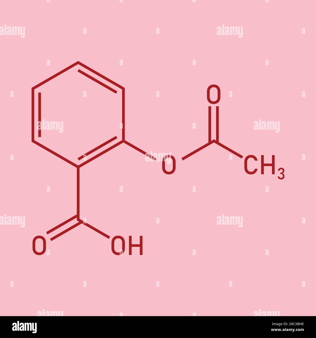 Chemical structure of Aspirin or Acetylsalicylic acid (C9H8O4