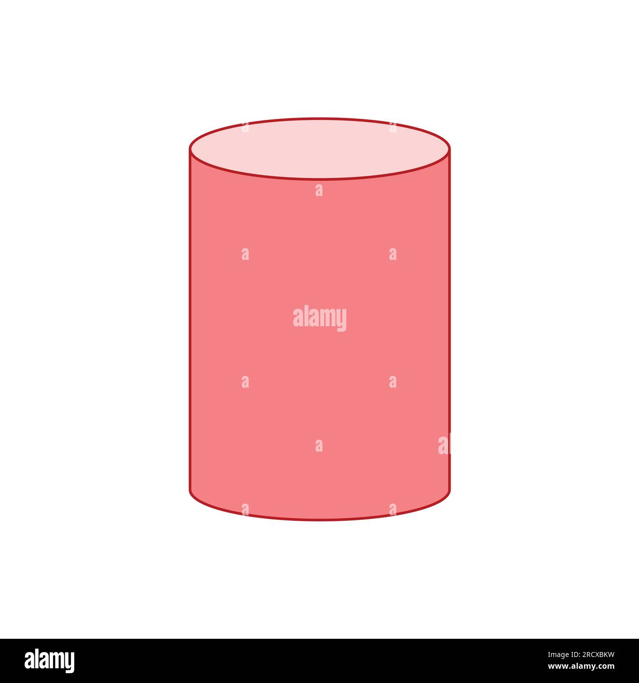 Red cylinder 3D shape in mathematics. Vector illustration isolated on white background. Stock Vector