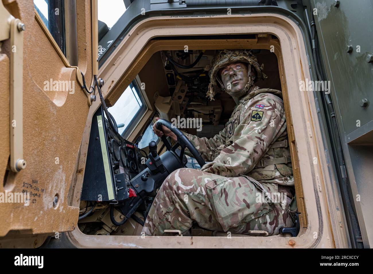 Redford Barracks, Edinburgh, Scotland, UK, 17 July 2023.A soldier of