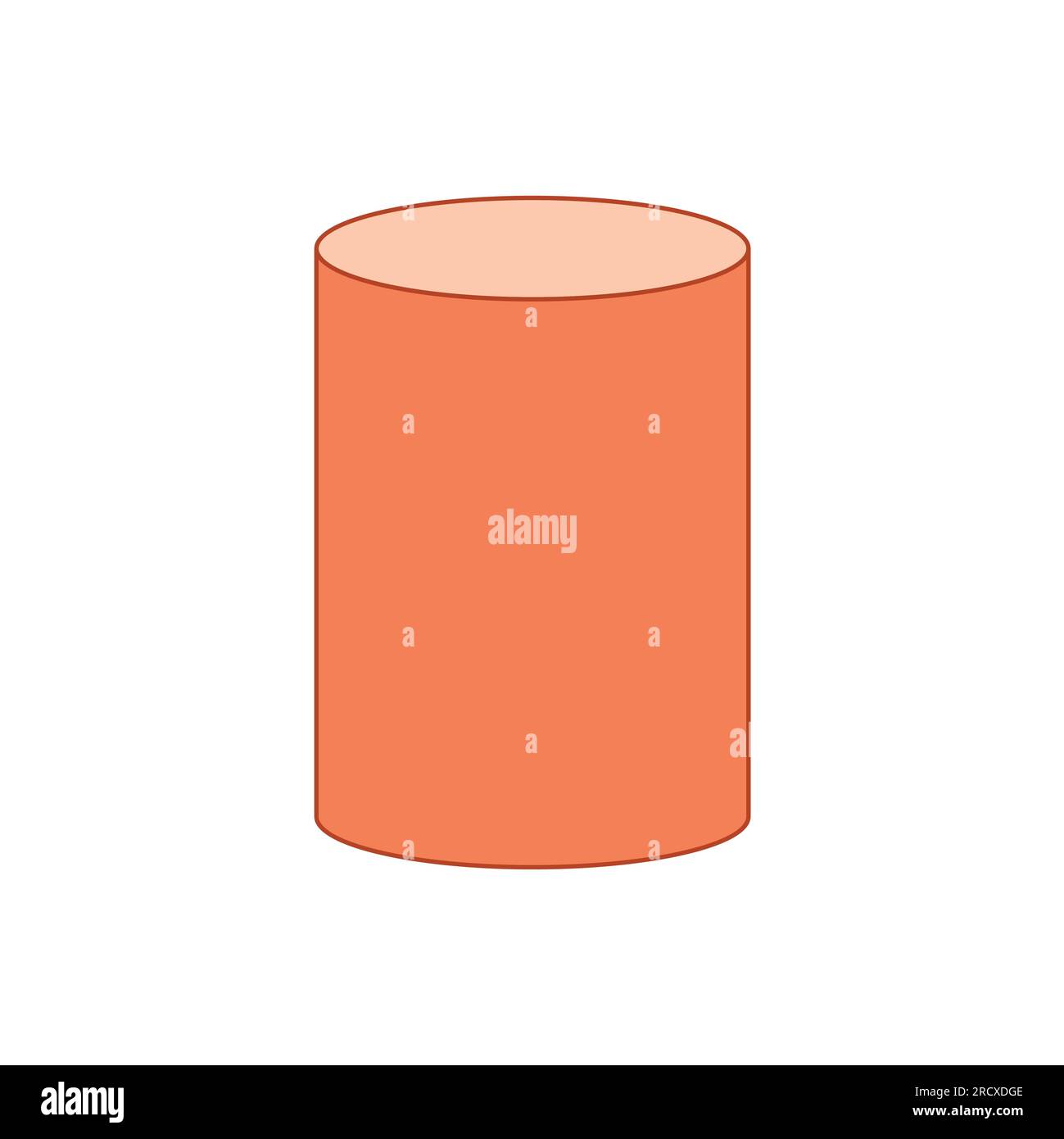 Orange cylinder 3D shape in mathematics. Vector illustration isolated on white background. Stock Vector