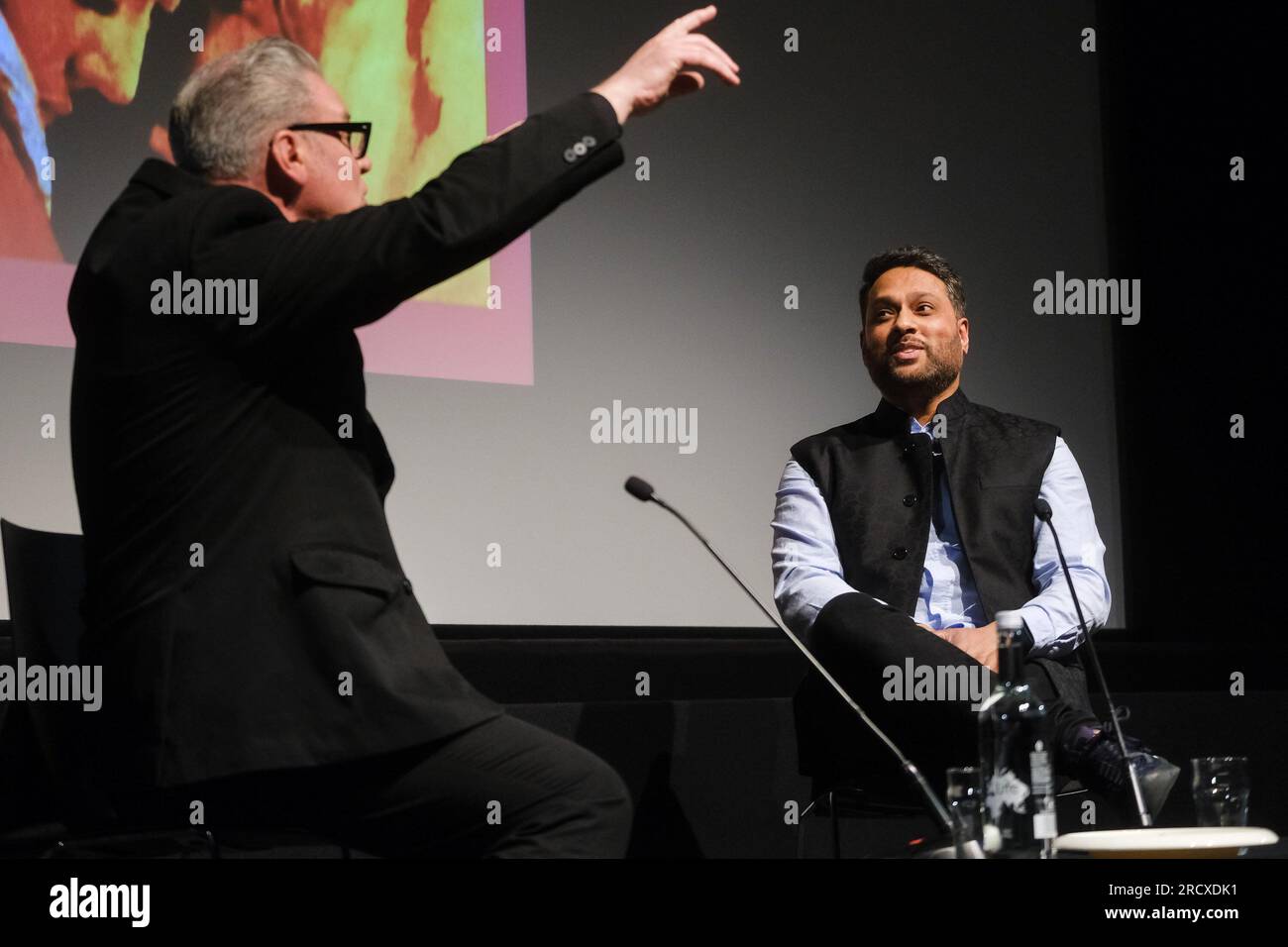 Mark Kermode and Pravesh Kumar photographed during Mark Kermode Live in