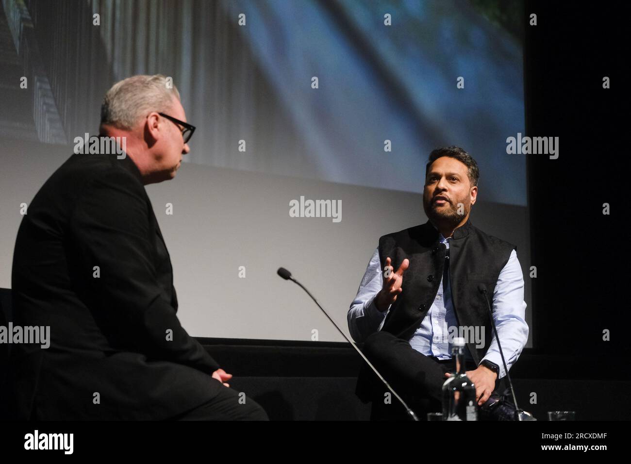 Mark Kermode and Pravesh Kumar photographed during Mark Kermode Live in