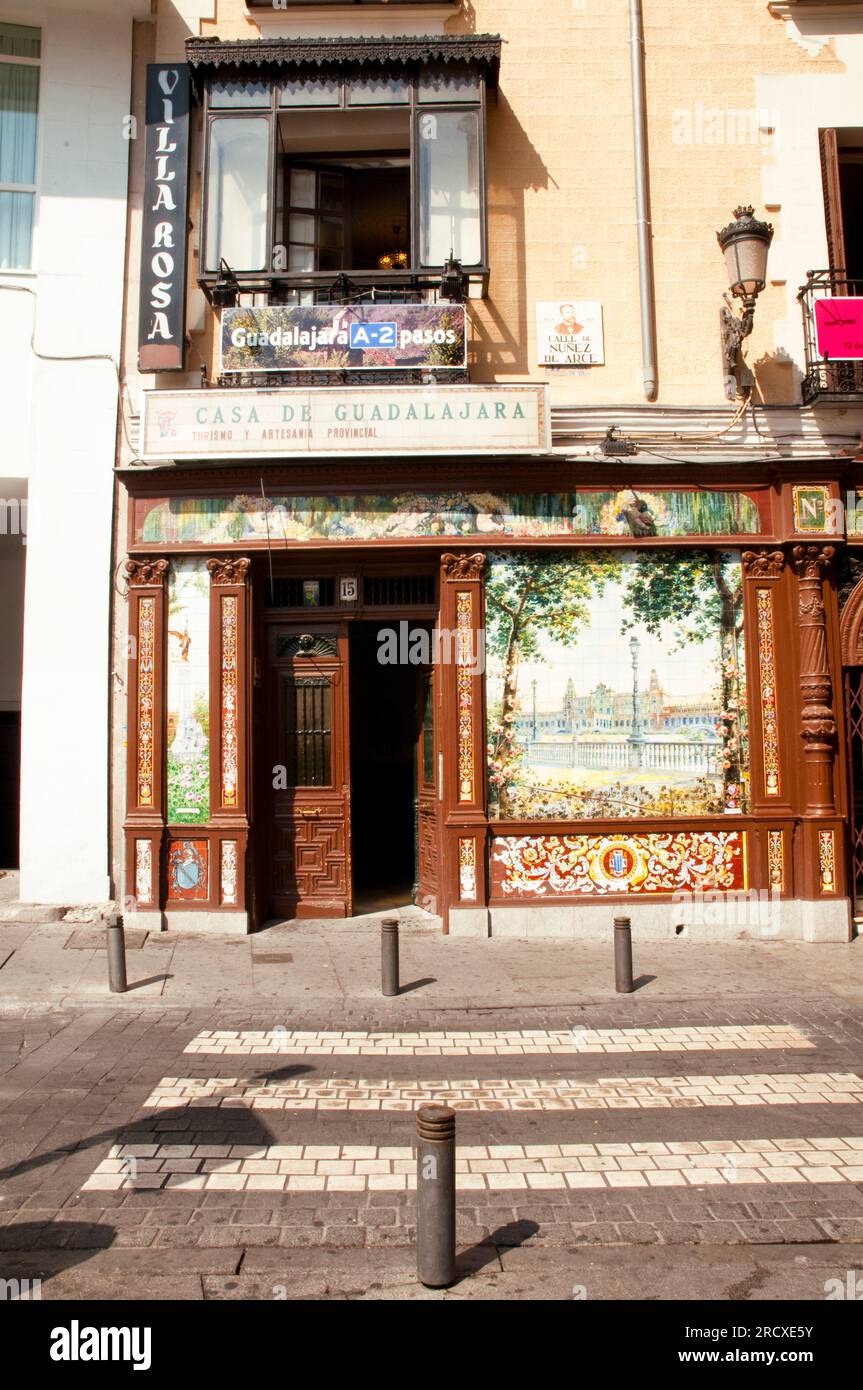 Typical facade, Santa Ana Square. Madrid, Spain Stock Photo - Alamy