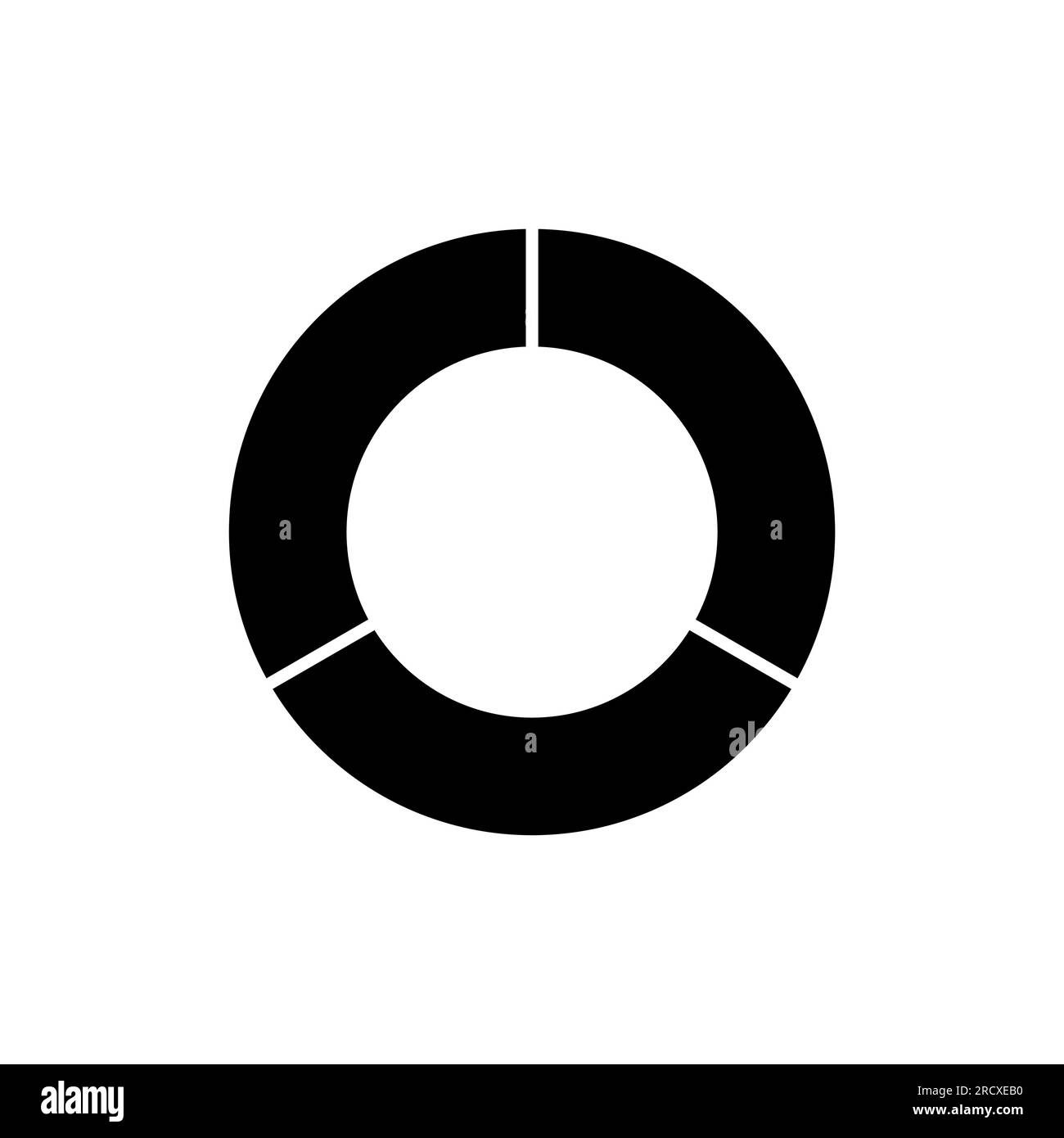 Circle divided into three equal segments. 3 parts. Section segmented